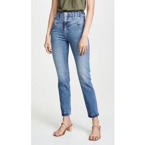Frame Retro V-Yoke Straight Leg Cropped Jeans